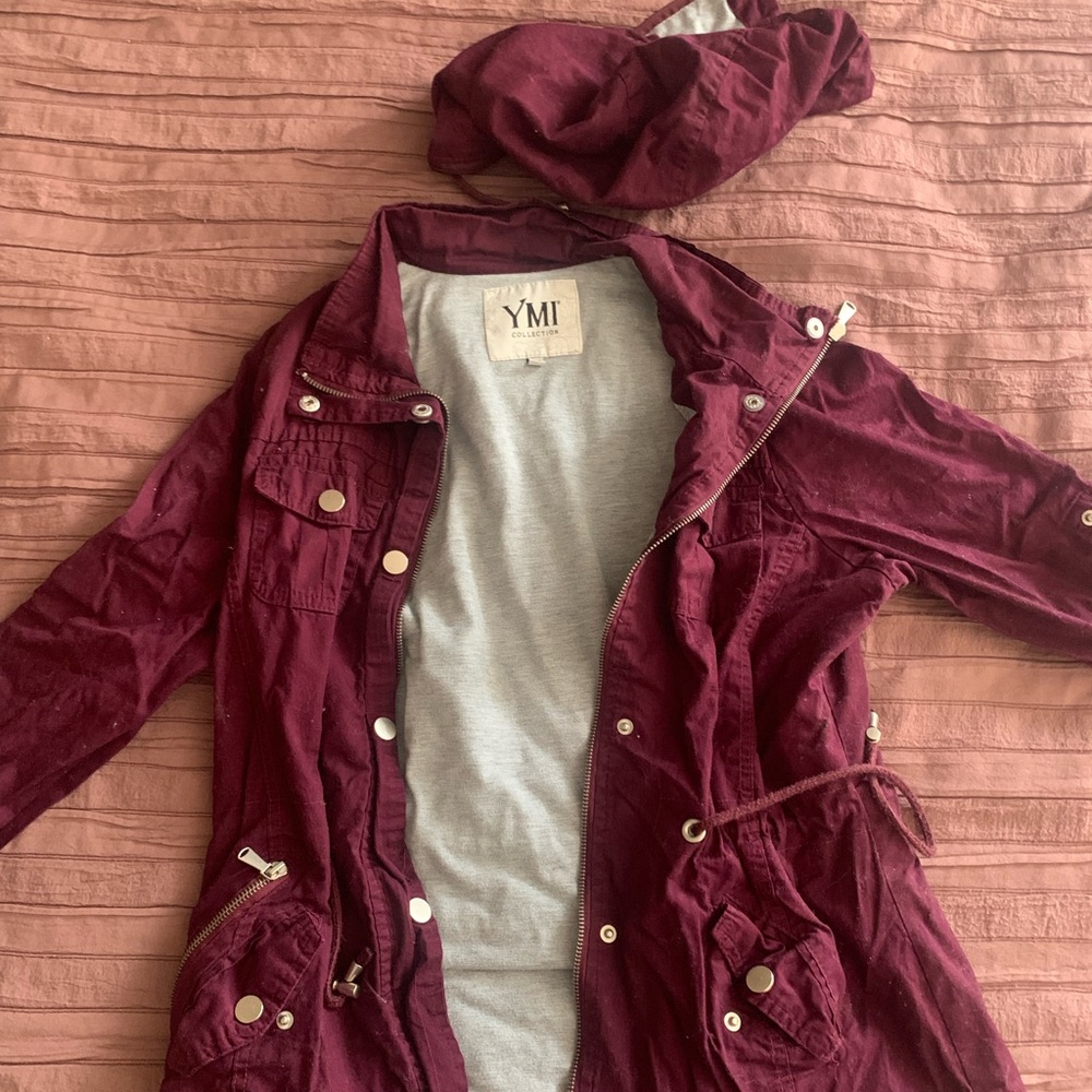 Utility Burgundy Hoodie Jacket Coat